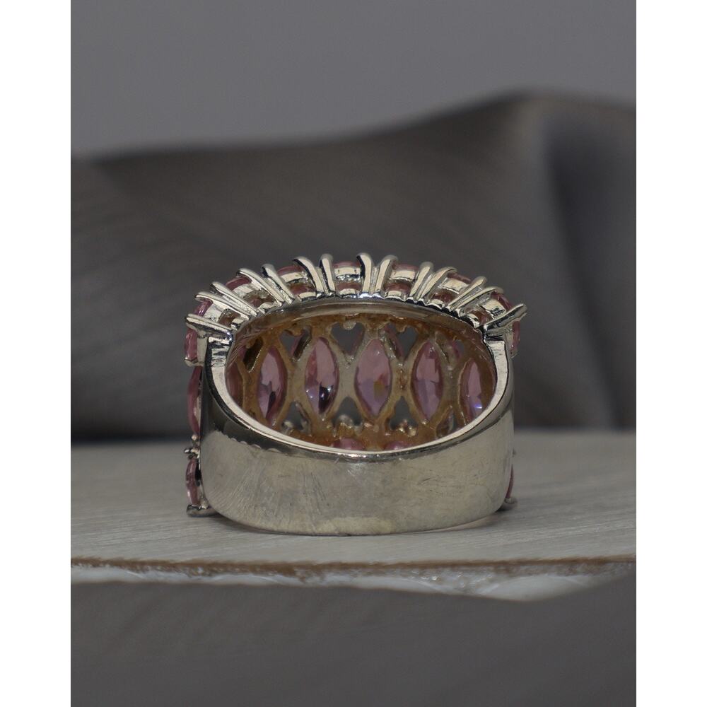 Sterling Silver Pink Stone Ring 9.3G / Sz 6.5 - Picture 2 of 5